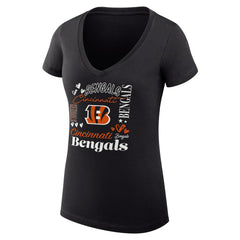 Cincinnati Bengals G-III 4Her by Carl Banks Women's Super-Slim Fit Lightweight Collage Team V-Neck T-Shirt Black - NFL