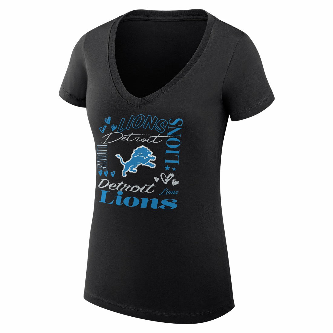 Detroit Lions G-III 4Her by Carl Banks Women's Super-Slim Fit Lightweight Collage Team V-Neck T-Shirt Black - NFL