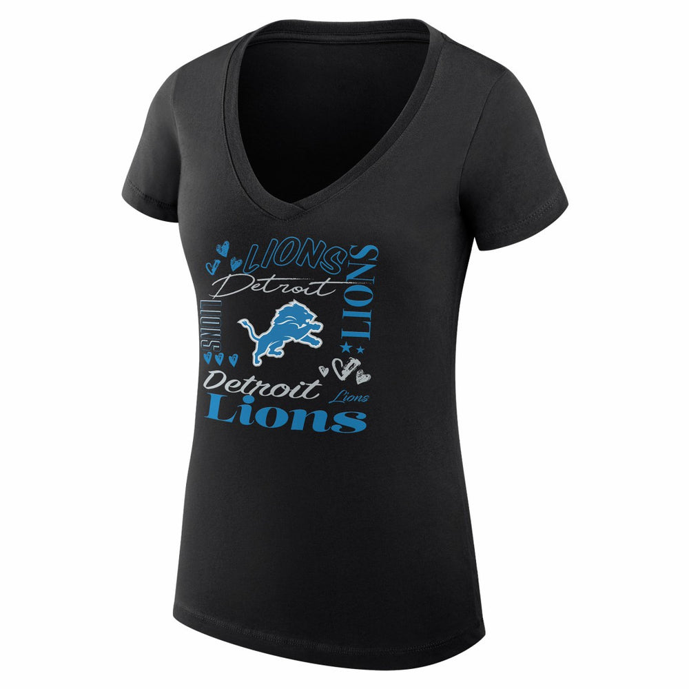 Detroit Lions G-III 4Her by Carl Banks Women's Super-Slim Fit Lightweight Collage Team V-Neck T-Shirt Black - NFL