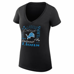 Detroit Lions G-III 4Her by Carl Banks Women's Super-Slim Fit Lightweight Collage Team V-Neck T-Shirt Black - NFL