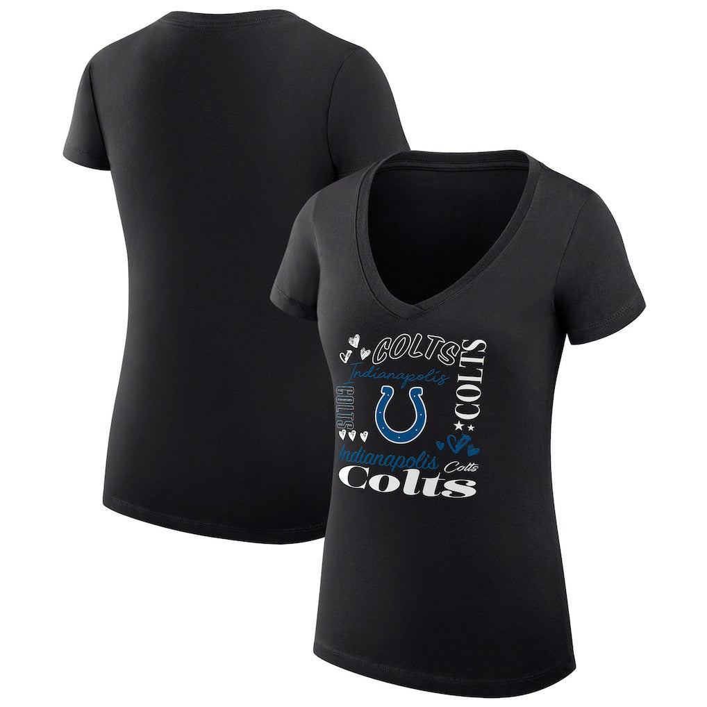 Indianapolis Colts G-III 4Her by Carl Banks Women's Super-Slim Fit Lightweight Collage Team V-Neck T-Shirt Black - NFL