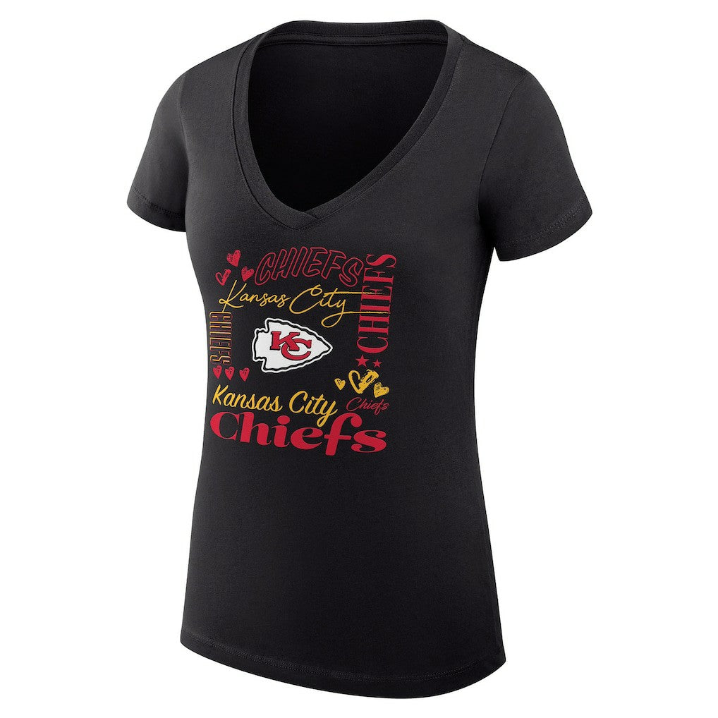 Kansas City Chiefs G-III 4Her by Carl Banks Women's Super-Slim Fit Lightweight Collage Team V-Neck T-Shirt Black - NFL
