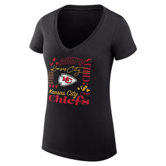 Kansas City Chiefs G-III 4Her by Carl Banks Women's Super-Slim Fit Lightweight Collage Team V-Neck T-Shirt Black - NFL