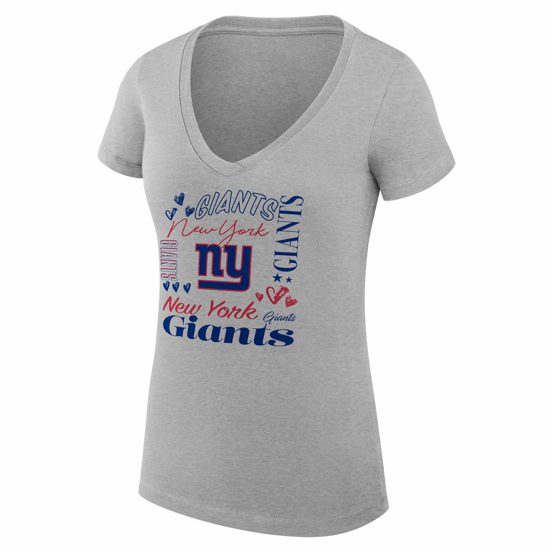New York Giants G-III 4Her by Carl Banks Women's Super-Slim Fit Lightweight Collage Team V-Neck T-Shirt Heather Gray - NFL
