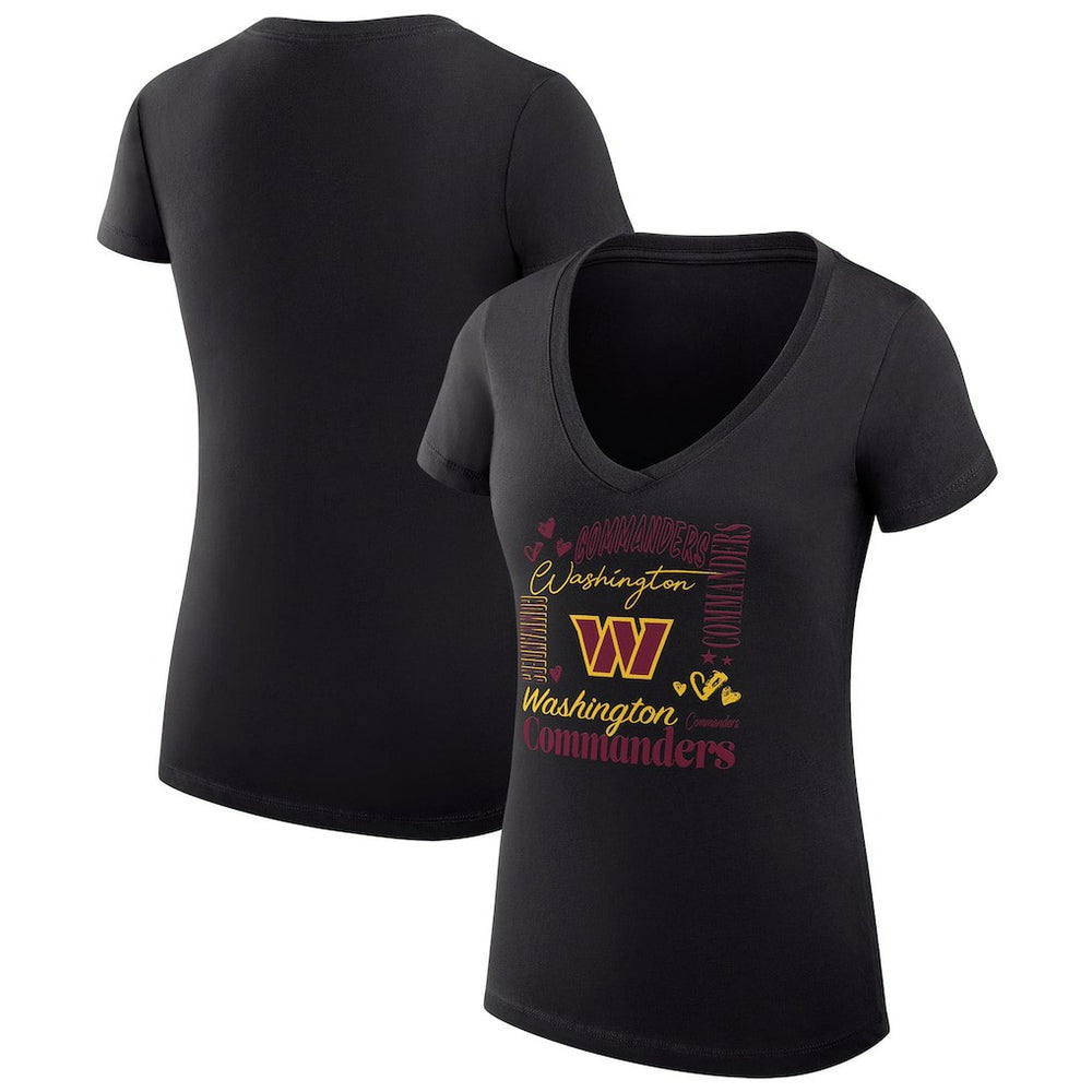 Washington Commanders G-III 4Her by Carl Banks Women's Super-Slim Fit Lightweight Collage Team V-Neck T-Shirt Black - NFL