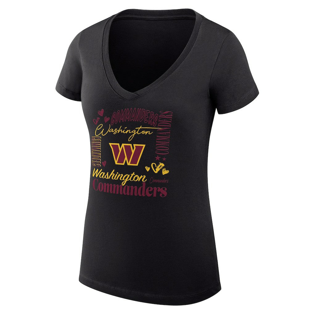Washington Commanders G-III 4Her by Carl Banks Women's Super-Slim Fit Lightweight Collage Team V-Neck T-Shirt Black - NFL