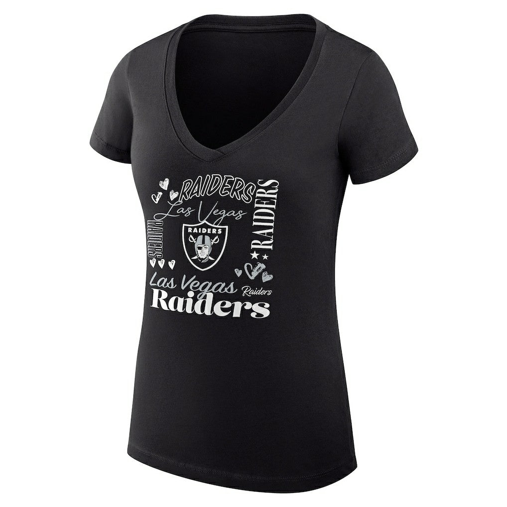 Las Vegas Raiders G-III 4Her by Carl Banks Women's Super-Slim Fit Lightweight Collage Team V-Neck T-Shirt Black - NFL