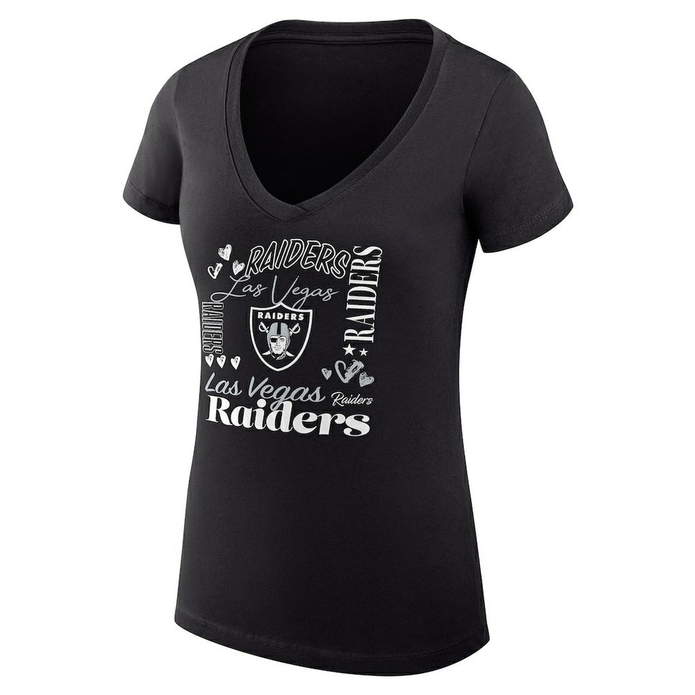 Las Vegas Raiders G-III 4Her by Carl Banks Women's Super-Slim Fit Lightweight Collage Team V-Neck T-Shirt Black - NFL