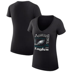 Philadelphia Eagles G-III 4Her by Carl Banks Women's Super-Slim Fit Lightweight Collage Team V-Neck T-Shirt Black - NFL