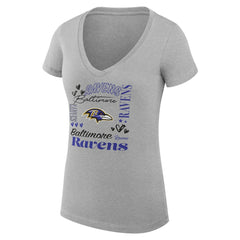 Baltimore Ravens G-III 4Her by Carl Banks Women's Super-Slim Fit Lightweight Collage Team V-Neck T-Shirt Heather Gray - NFL