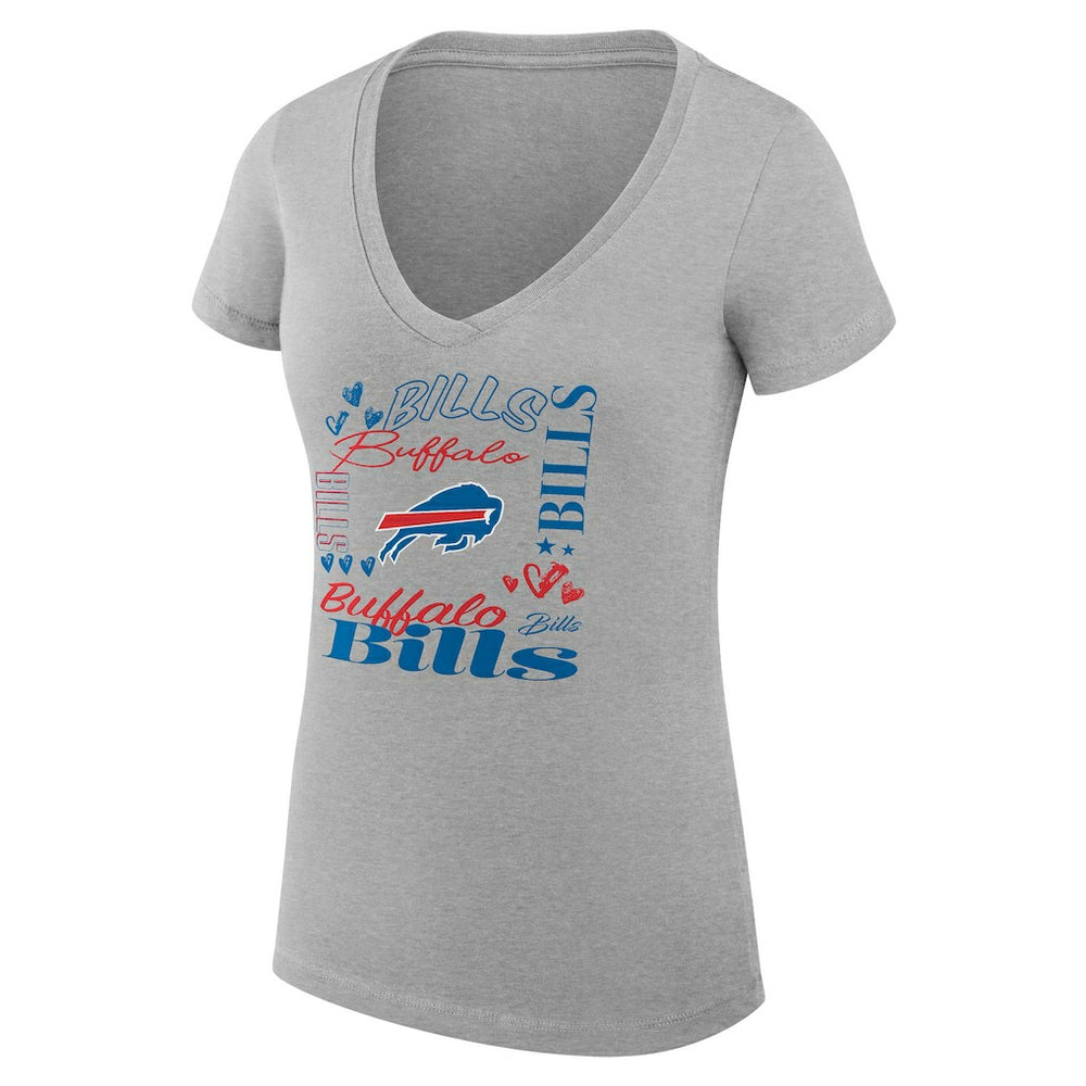 Buffalo Bills G-III 4Her by Carl Banks Women's Super-Slim Fit Lightweight Collage Team V-Neck T-Shirt Heather Gray - NFL