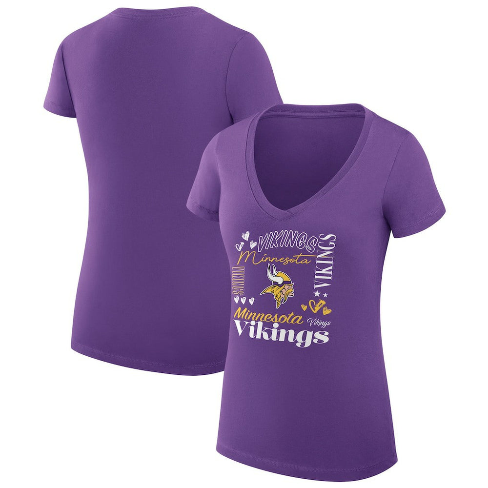 Minnesota Vikings G-III 4Her by Carl Banks Women's Super-Slim Fit Lightweight Collage Team V-Neck T-Shirt Purple - NFL