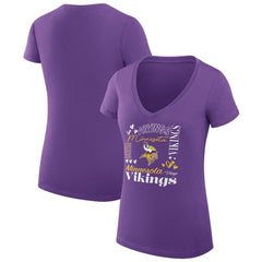 Minnesota Vikings G-III 4Her by Carl Banks Women's Super-Slim Fit Lightweight Collage Team V-Neck T-Shirt Purple - NFL