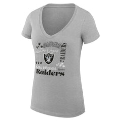 Las Vegas Raiders G-III 4Her by Carl Banks Women's Super-Slim Fit Lightweight Collage Team V-Neck T-Shirt Heather Gray - NFL