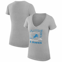 Detroit Lions G-III 4Her by Carl Banks Women's Super-Slim Fit Lightweight Collage Team V-Neck T-Shirt Heather Gray - NFL
