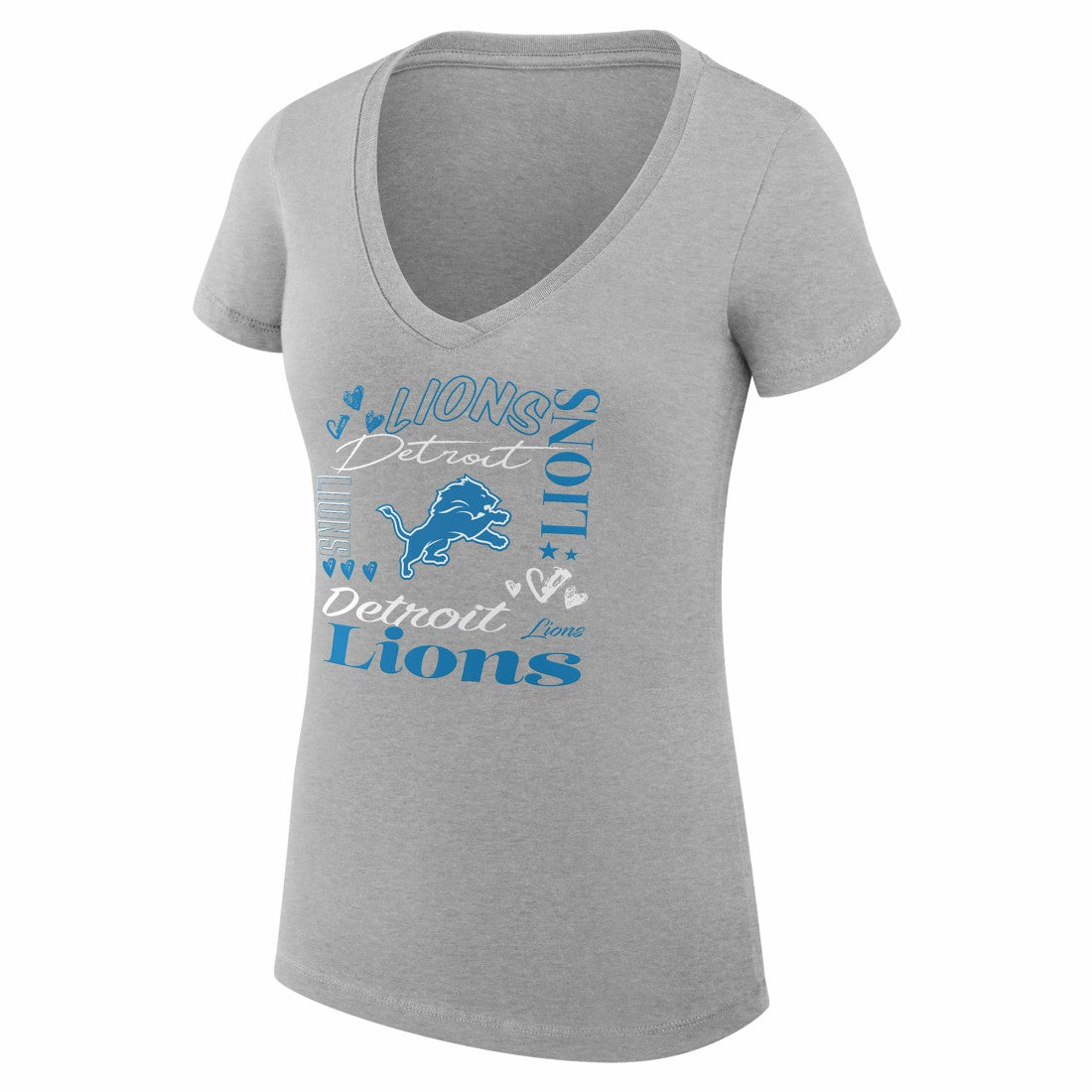 Detroit Lions G-III 4Her by Carl Banks Women's Super-Slim Fit Lightweight Collage Team V-Neck T-Shirt Heather Gray - NFL