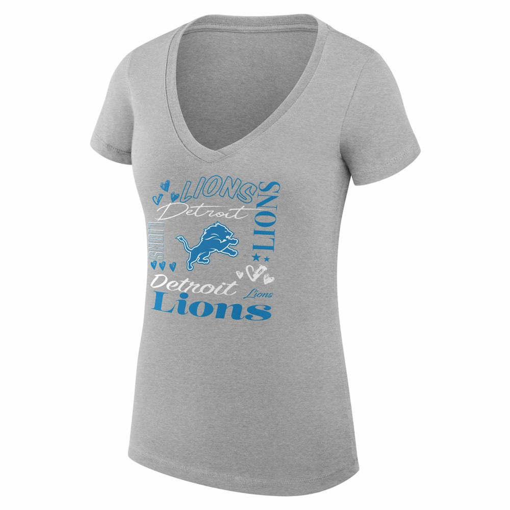 Detroit Lions G-III 4Her by Carl Banks Women's Super-Slim Fit Lightweight Collage Team V-Neck T-Shirt Heather Gray - NFL