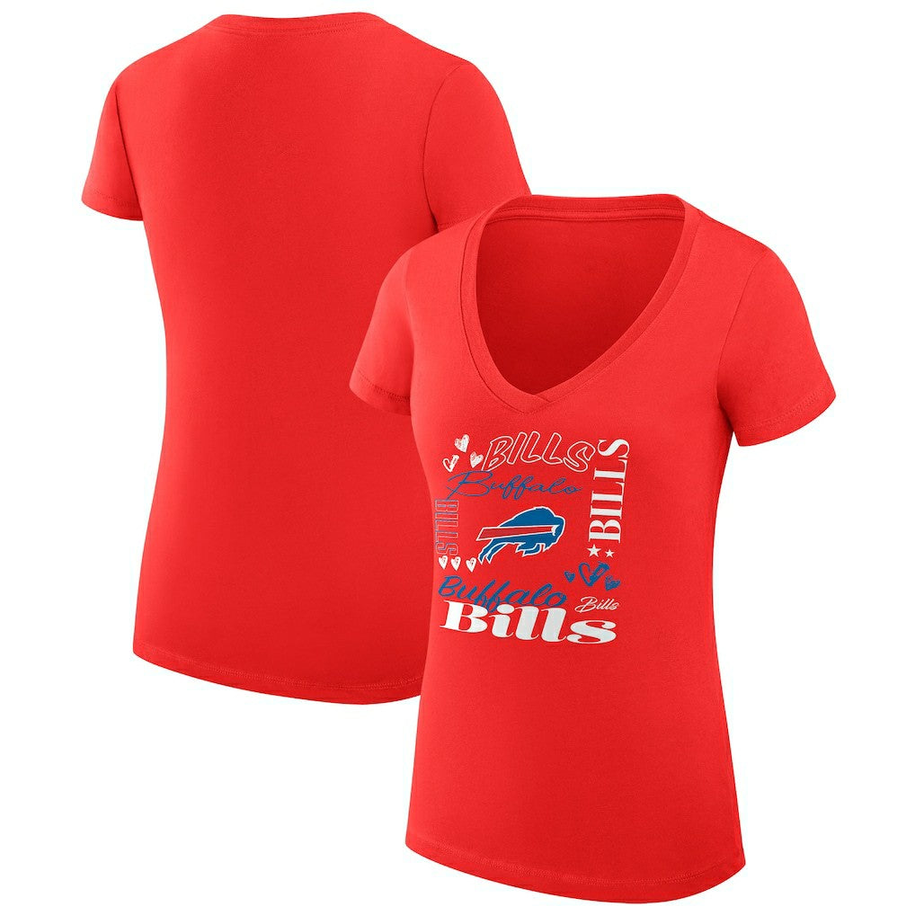 Buffalo Bills G-III 4Her by Carl Banks Women's Super-Slim Fit Lightweight Collage Team V-Neck T-Shirt Red - NFL