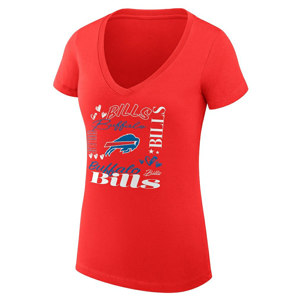 Buffalo Bills G-III 4Her by Carl Banks Women's Super-Slim Fit Lightweight Collage Team V-Neck T-Shirt Red - NFL