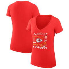 Kansas City Chiefs G-III 4Her by Carl Banks Women's Super-Slim Fit Lightweight Collage Team V-Neck T-Shirt Red - NFL