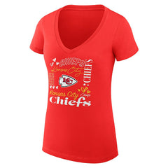 Kansas City Chiefs G-III 4Her by Carl Banks Women's Super-Slim Fit Lightweight Collage Team V-Neck T-Shirt Red - NFL