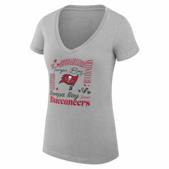 Tampa Bay Buccaneers G-III 4Her by Carl Banks Women's Super-Slim Fit Lightweight Collage Team V-Neck T-Shirt Heather Gray - NFL