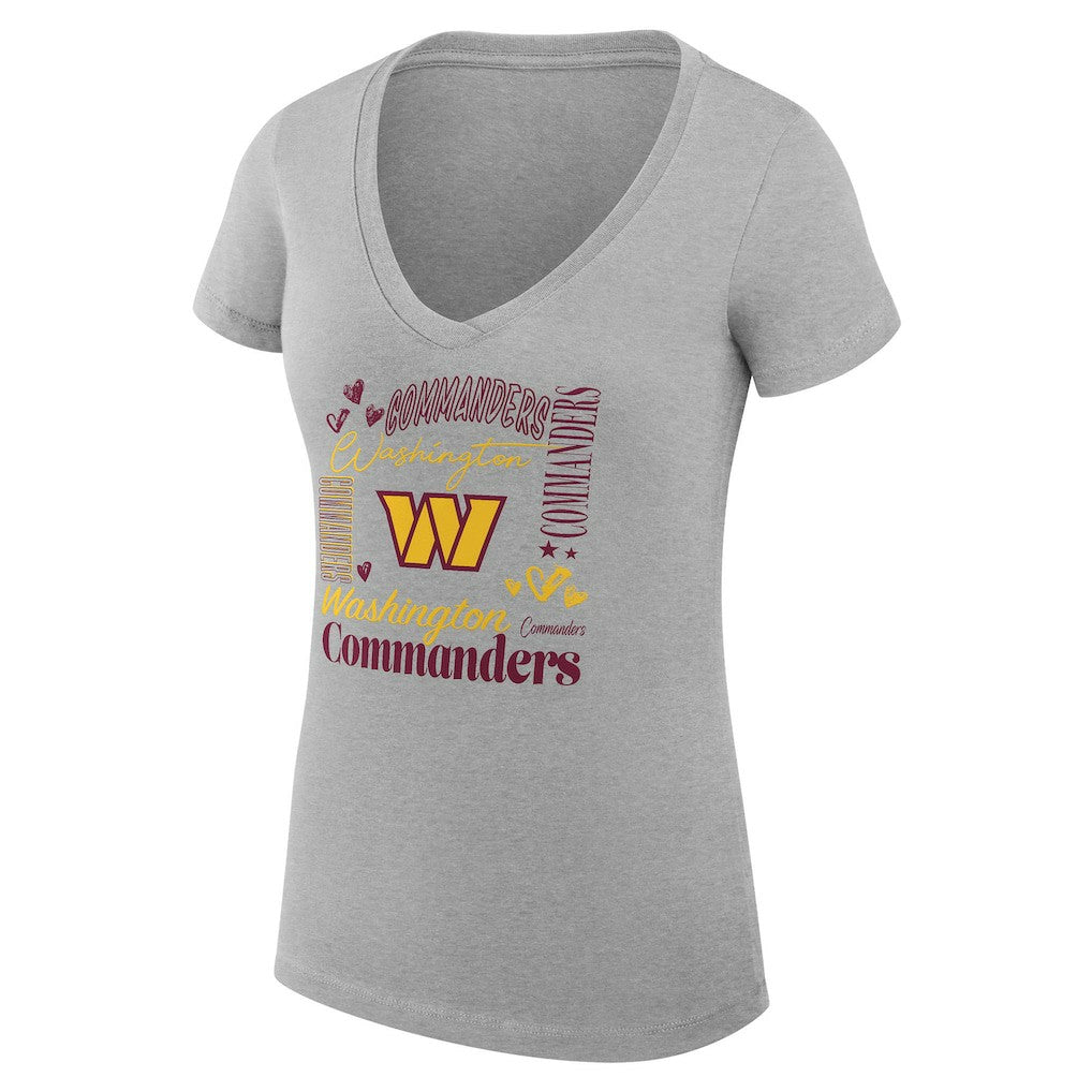 Washington Commanders G-III 4Her by Carl Banks Women's Super-Slim Fit Lightweight Collage Team V-Neck T-Shirt Heather Gray - NFL