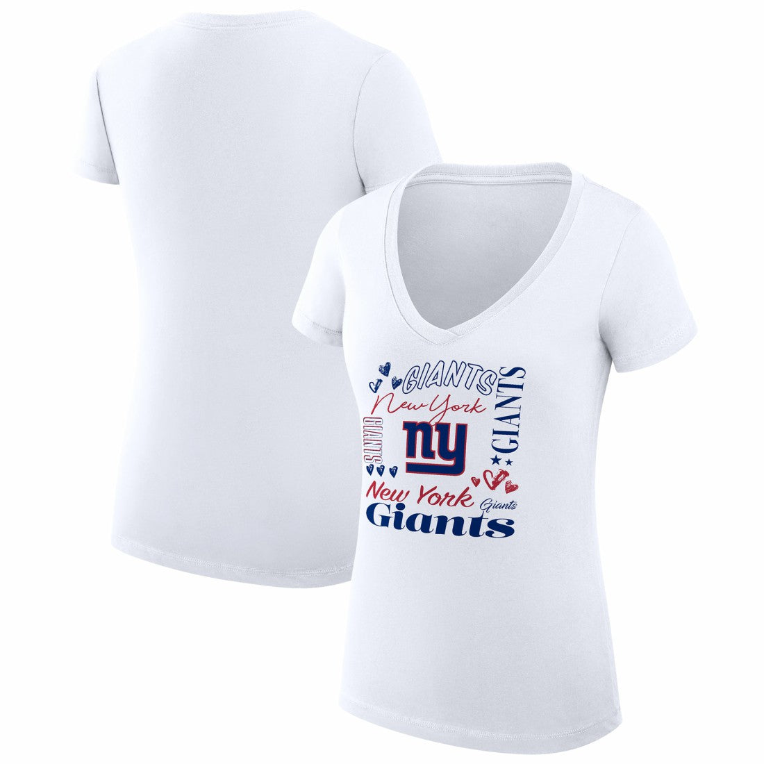New York Giants G-III 4Her by Carl Banks Women's Super-Slim Fit Lightweight Collage Team V-Neck T-Shirt White - NFL