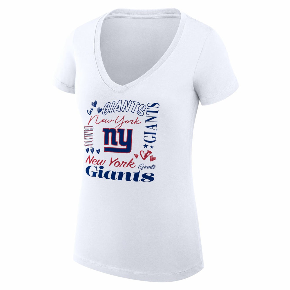 New York Giants G-III 4Her by Carl Banks Women's Super-Slim Fit Lightweight Collage Team V-Neck T-Shirt White - NFL