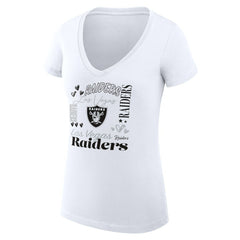 Las Vegas Raiders G-III 4Her by Carl Banks Women's Super-Slim Fit Lightweight Collage Team V-Neck T-Shirt White - NFL