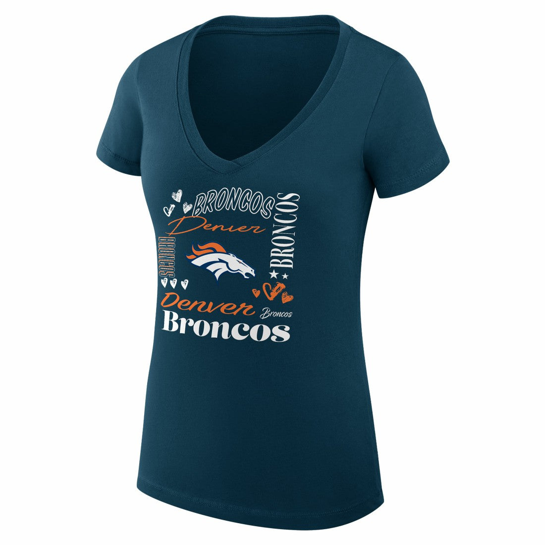 Denver Broncos G-III 4Her by Carl Banks Women's Super-Slim Fit Lightweight Collage Team V-Neck T-Shirt Navy - NFL