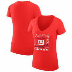New York Giants G-III 4Her by Carl Banks Women's Super-Slim Fit Lightweight Collage Team V-Neck T-Shirt Red - NFL