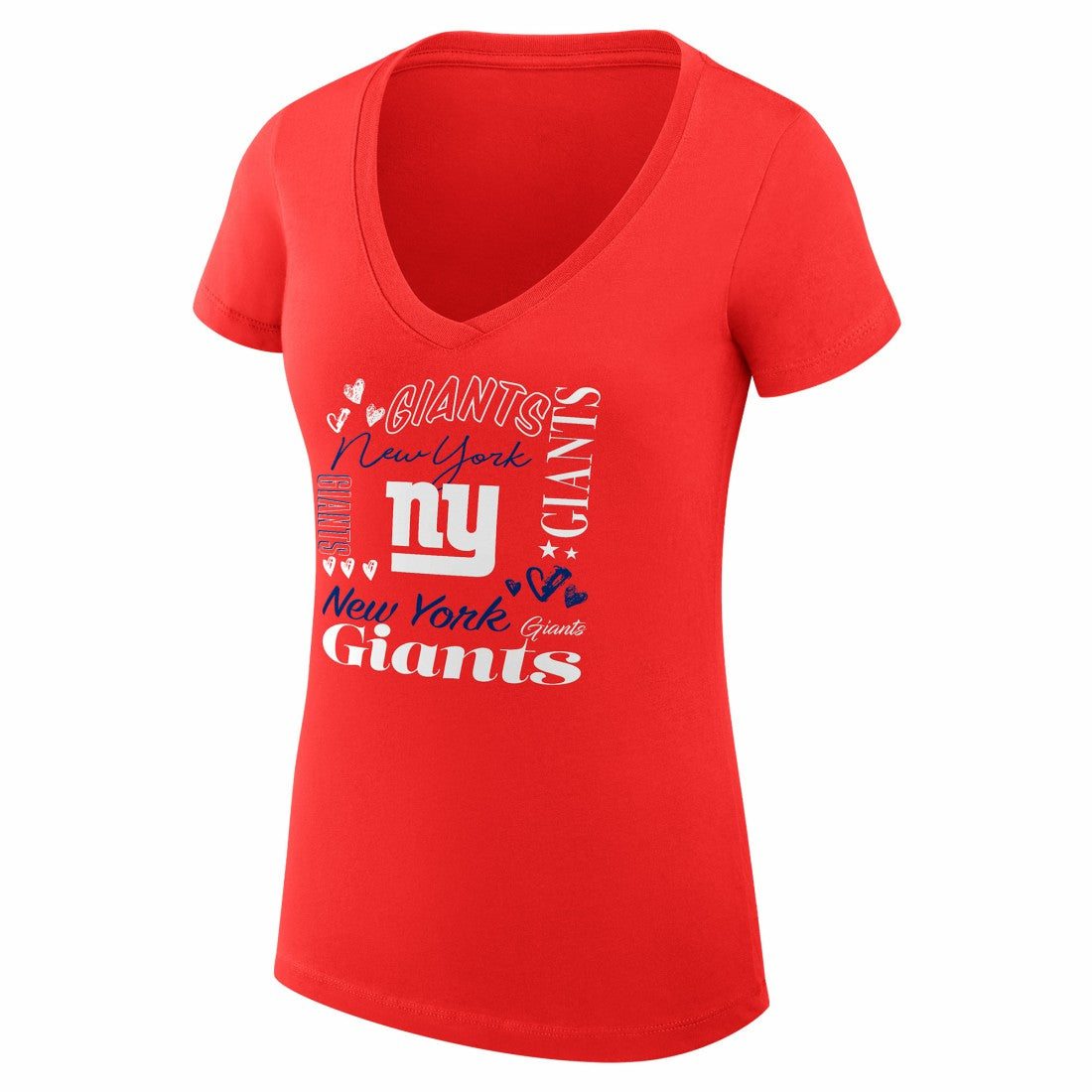 New York Giants G-III 4Her by Carl Banks Women's Super-Slim Fit Lightweight Collage Team V-Neck T-Shirt Red - NFL