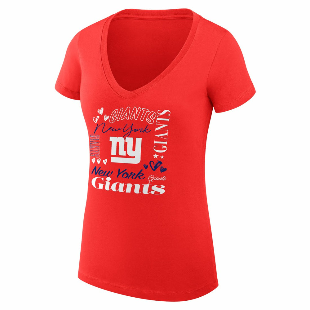 New York Giants G-III 4Her by Carl Banks Women's Super-Slim Fit Lightweight Collage Team V-Neck T-Shirt Red - NFL