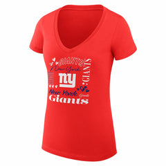 New York Giants G-III 4Her by Carl Banks Women's Super-Slim Fit Lightweight Collage Team V-Neck T-Shirt Red - NFL
