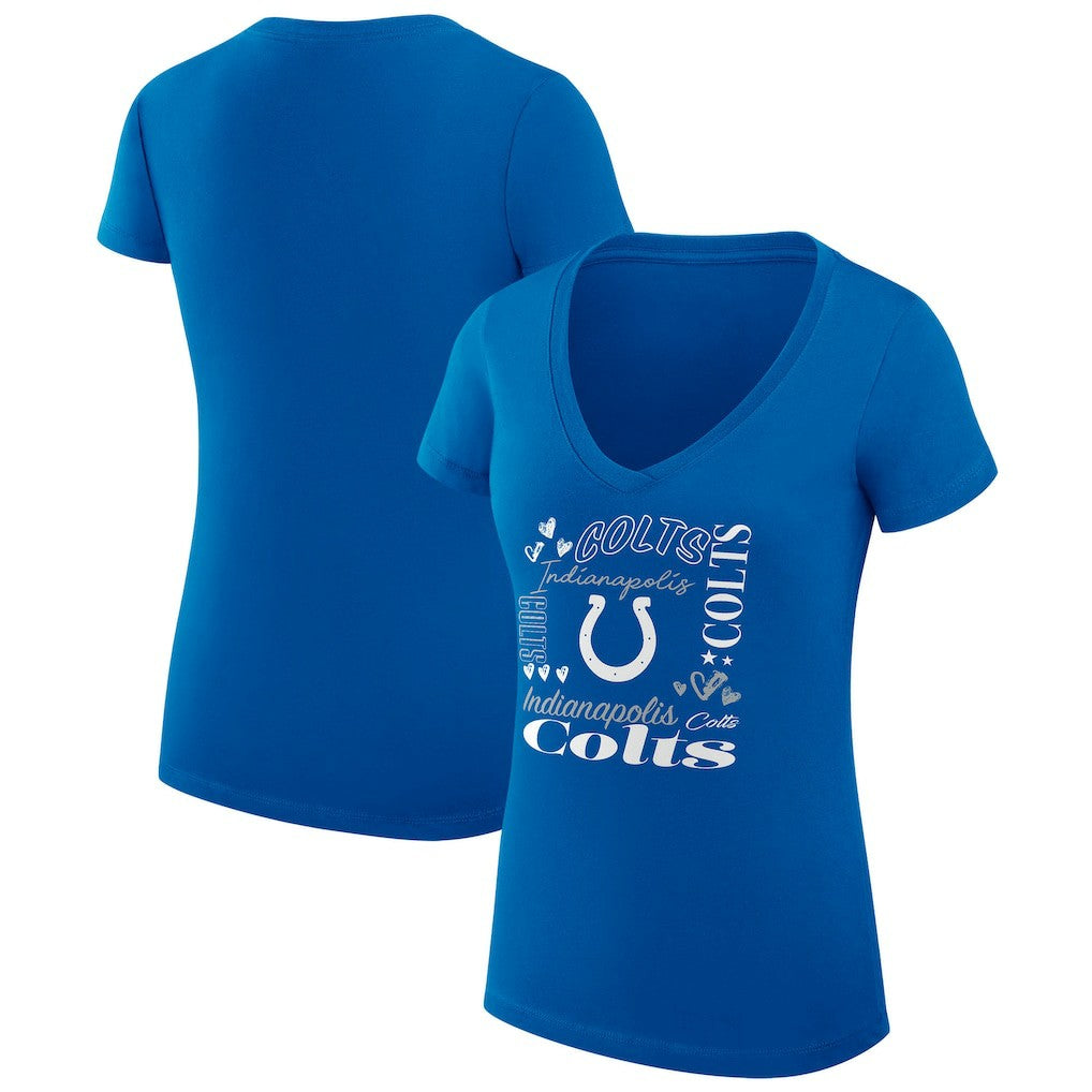 Indianapolis Colts G-III 4Her by Carl Banks Women's Super-Slim Fit Lightweight Collage Team V-Neck T-Shirt Royal - NFL