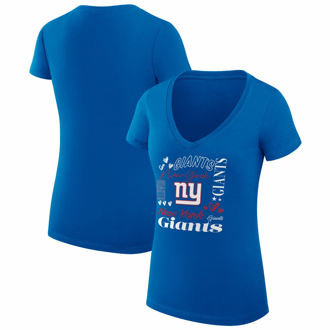 New York Giants G-III 4Her by Carl Banks Women's Super-Slim Fit Lightweight Collage Team V-Neck T-Shirt Royal - NFL
