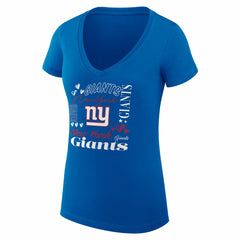 New York Giants G-III 4Her by Carl Banks Women's Super-Slim Fit Lightweight Collage Team V-Neck T-Shirt Royal - NFL