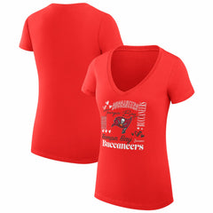Tampa Bay Buccaneers G-III 4Her by Carl Banks Women's Super-Slim Fit Lightweight Collage Team V-Neck T-Shirt Red - NFL