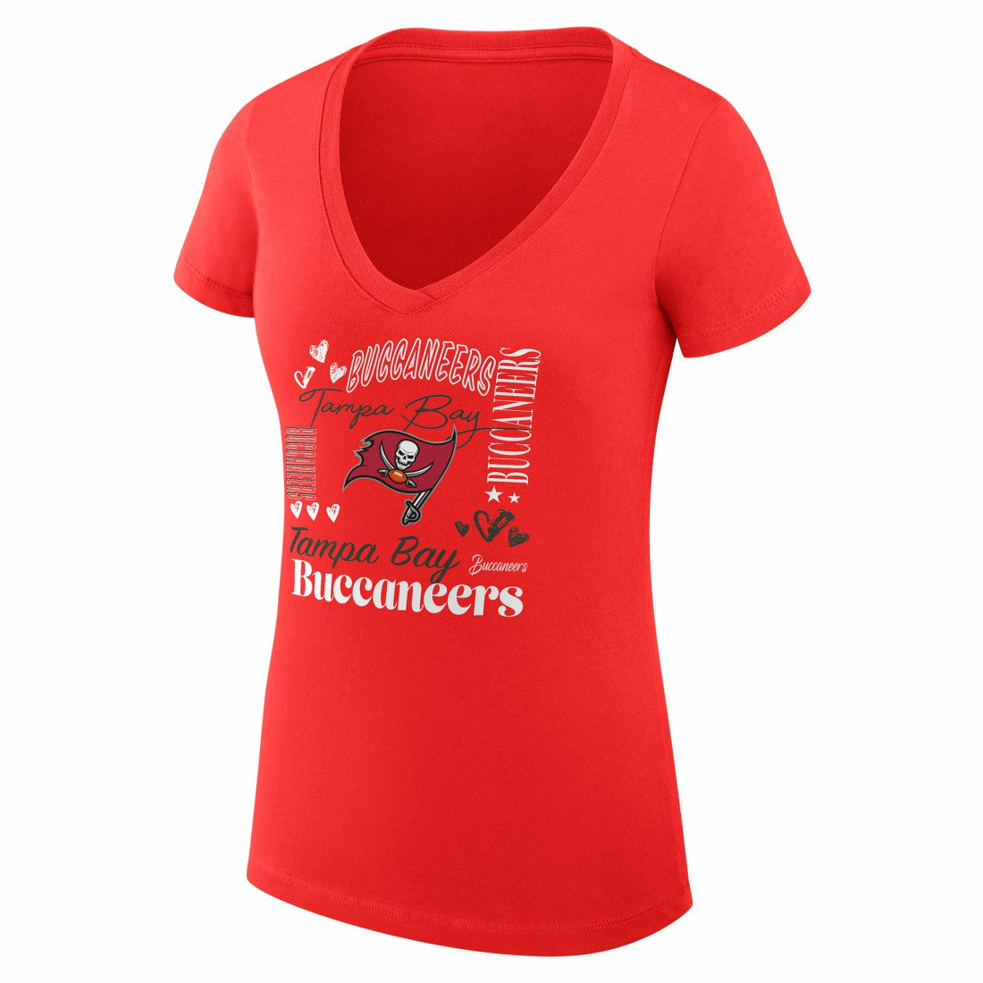 Tampa Bay Buccaneers G-III 4Her by Carl Banks Women's Super-Slim Fit Lightweight Collage Team V-Neck T-Shirt Red - NFL