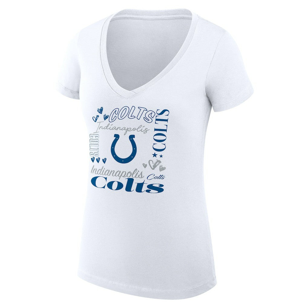 Indianapolis Colts G-III 4Her by Carl Banks Women's Super-Slim Fit Lightweight Collage Team V-Neck T-Shirt White - NFL