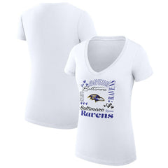 Baltimore Ravens G-III 4Her by Carl Banks Women's Super-Slim Fit Lightweight Collage Team V-Neck T-Shirt White - NFL