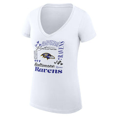 Baltimore Ravens G-III 4Her by Carl Banks Women's Super-Slim Fit Lightweight Collage Team V-Neck T-Shirt White - NFL