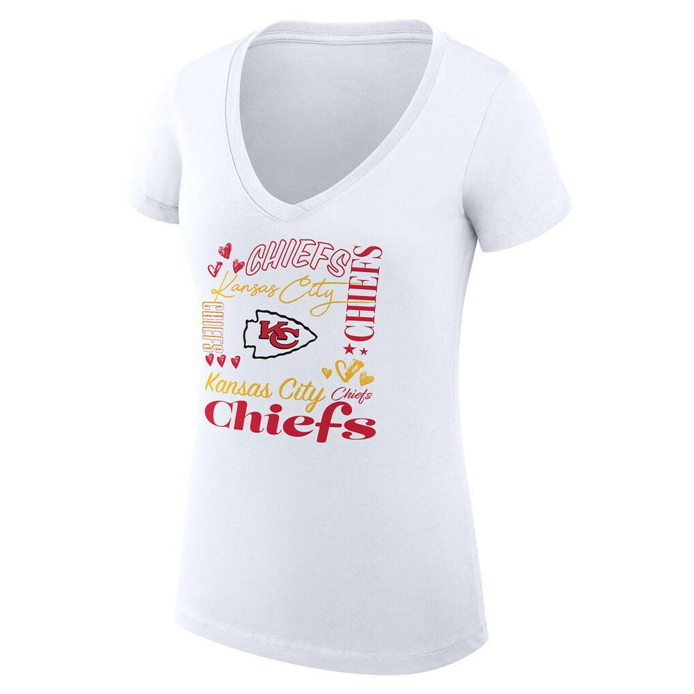 Kansas City Chiefs G-III 4Her by Carl Banks Women's Super-Slim Fit Lightweight Collage Team V-Neck T-Shirt White - NFL