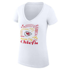 Kansas City Chiefs G-III 4Her by Carl Banks Women's Super-Slim Fit Lightweight Collage Team V-Neck T-Shirt White - NFL