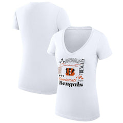 Cincinnati Bengals G-III 4Her by Carl Banks Women's Super-Slim Fit Lightweight Collage Team V-Neck T-Shirt White - NFL