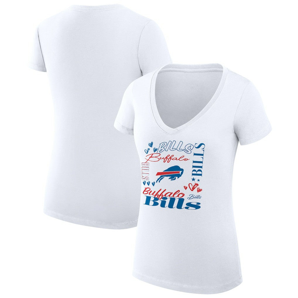 Buffalo Bills G-III 4Her by Carl Banks Women's Super-Slim Fit Lightweight Collage Team V-Neck T-Shirt White - NFL
