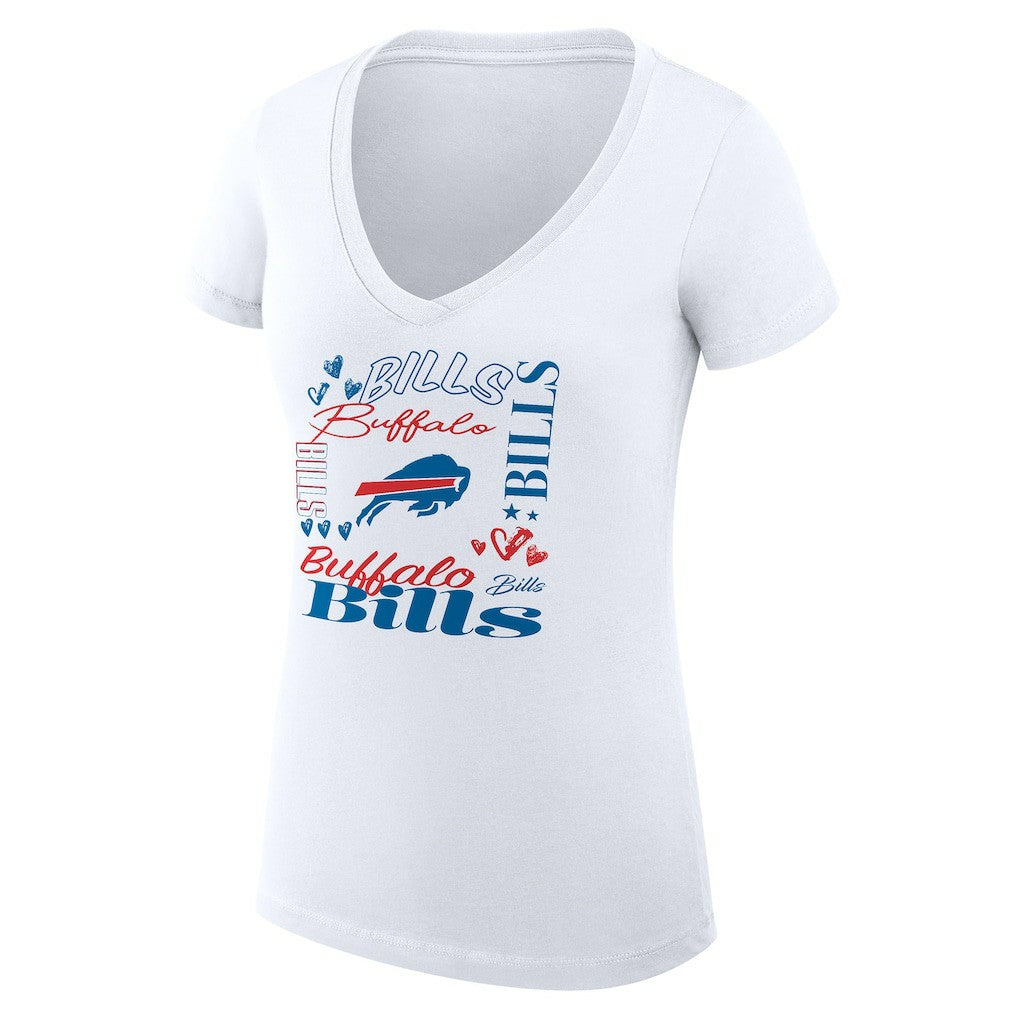 Buffalo Bills G-III 4Her by Carl Banks Women's Super-Slim Fit Lightweight Collage Team V-Neck T-Shirt White - NFL