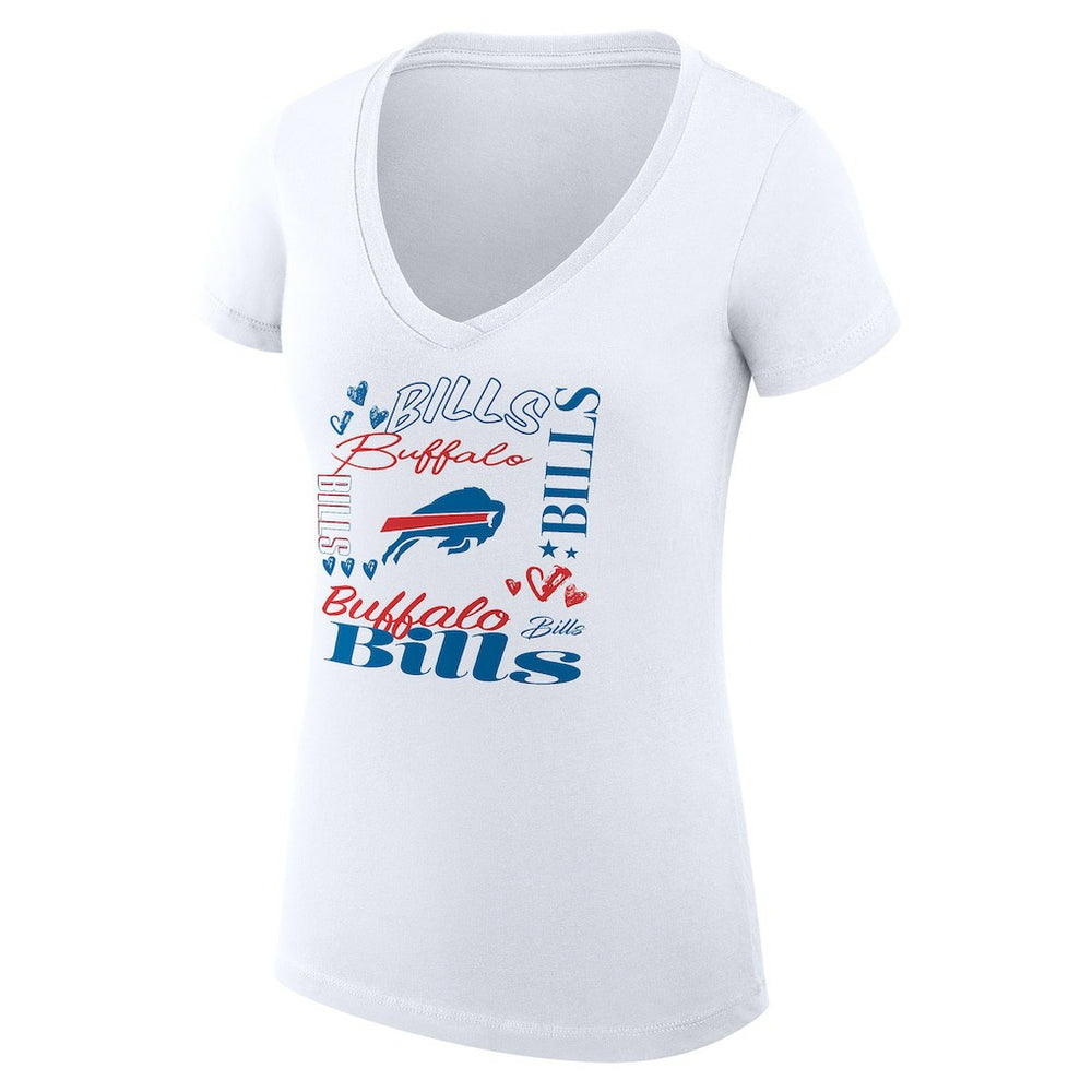 Buffalo Bills G-III 4Her by Carl Banks Women's Super-Slim Fit Lightweight Collage Team V-Neck T-Shirt White - NFL