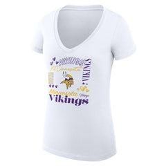 Minnesota Vikings G-III 4Her by Carl Banks Women's Super-Slim Fit Lightweight Collage Team V-Neck T-Shirt White - NFL